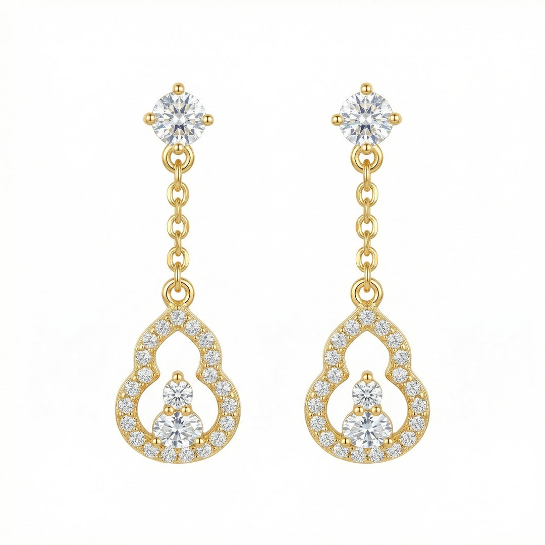 ✨ 925 Sterling Silver Sparkling Gemstone Gourd Drop Earrings ✨
