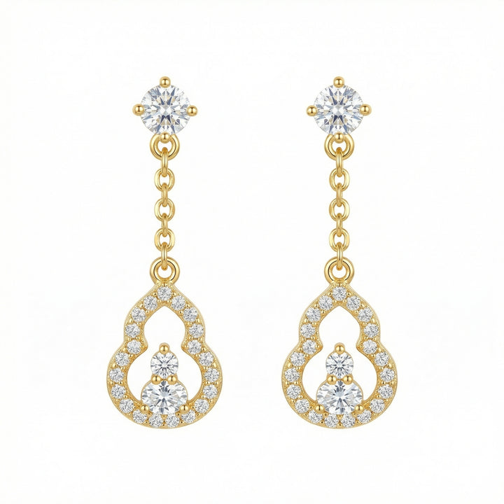 ✨ 925 Sterling Silver Sparkling Gemstone Gourd Drop Earrings ✨