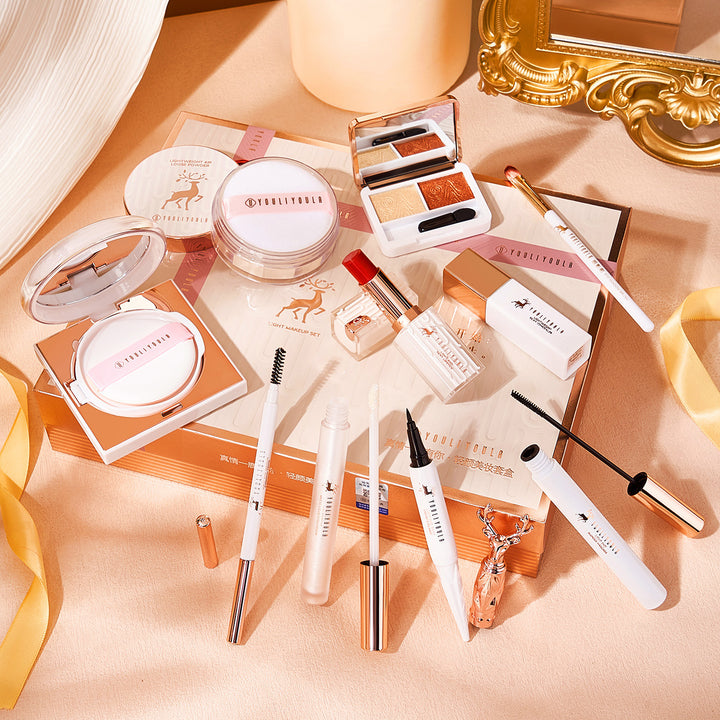 💄 10-Piece Makeup Set for Beginners – Student Beauty Kit in Pink Travel Handbag ✨