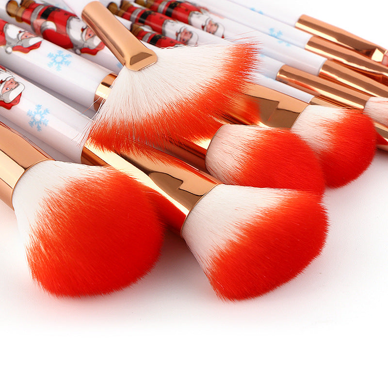 ✨ Christmas Portable Makeup Brush Set — 10-Piece Festive Beauty Tools 🎄💄