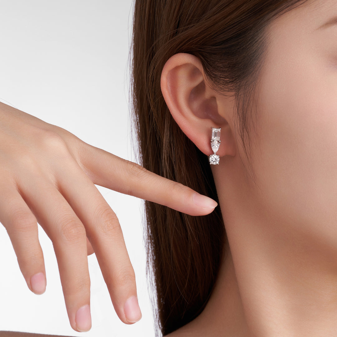 Luxury Minimalist Moissanite Earrings – Platinum-Plated S925 Silver