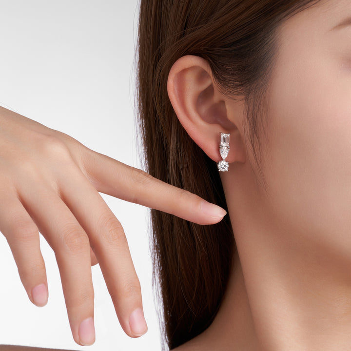 Luxury Minimalist Moissanite Earrings – Platinum-Plated S925 Silver
