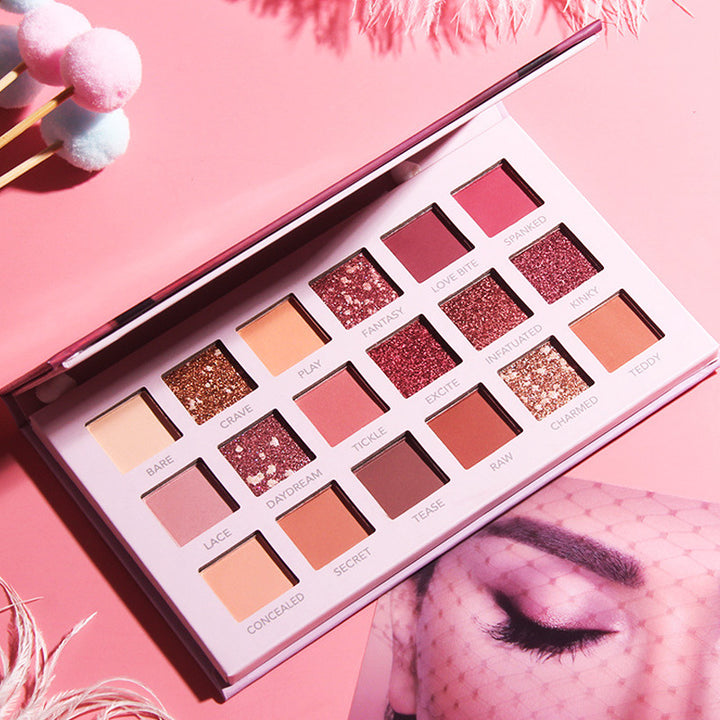 ✨ 18-Color Desert Rose Eyeshadow Palette – Glitter, Pearly & Matte Makeup Set ✨