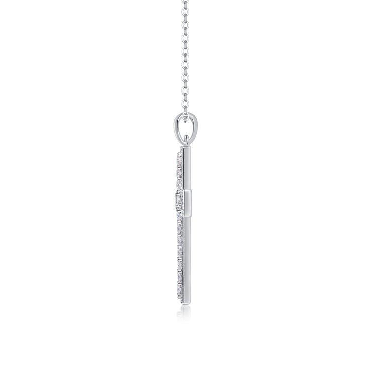 💎 Minimalist Cross Pendant Necklace – Platinum-Plated S925 Silver with Moissanite (3.4g) 💎