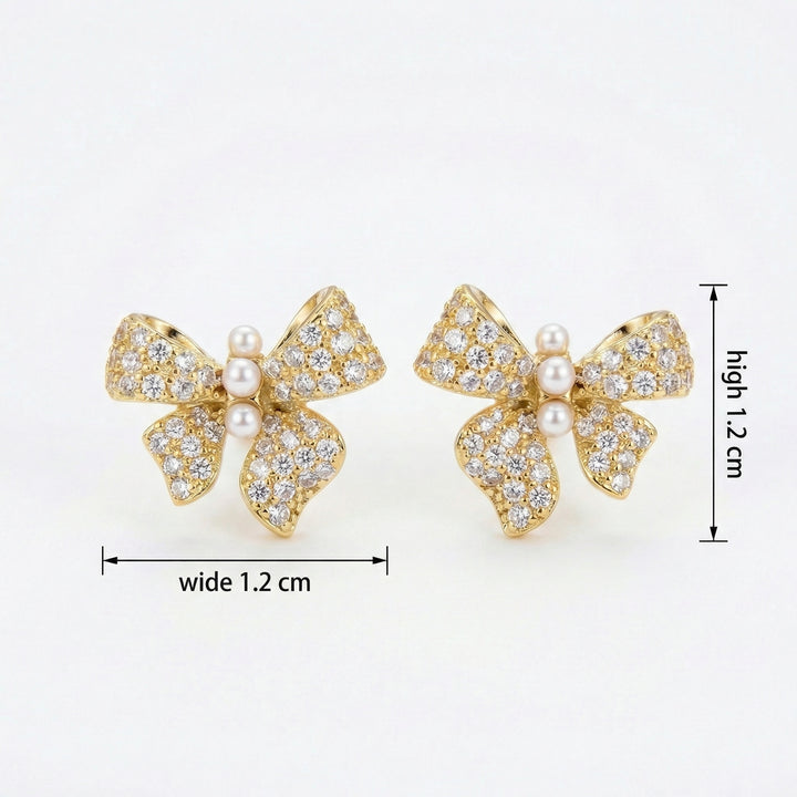 ✨ 925 Sterling Silver Butterfly Stud Earrings with Pave Crystals & Trio Pearls ✨