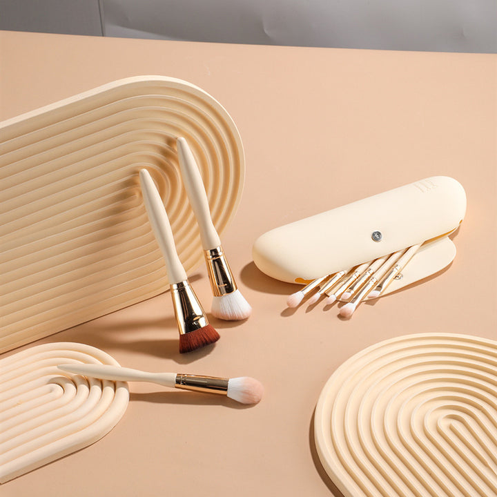 ✨ 9-Piece Beige Makeup Brush Set — Synthetic Fluff Beauty Tools 💄🤍