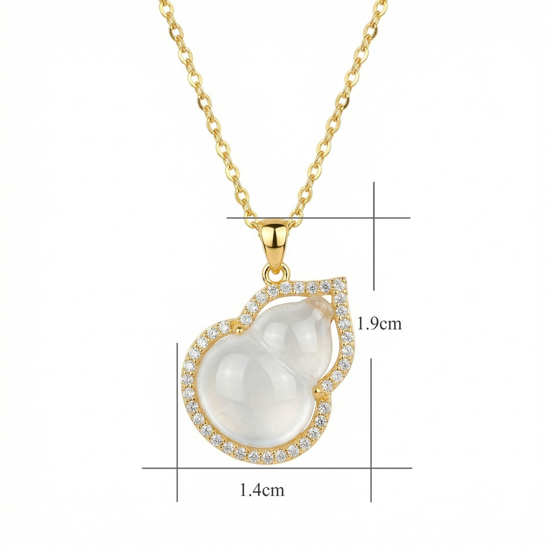 ✨ 925 Sterling Silver Shimmering Gourd-Shaped Moonstone Pendant Necklace with Crystal Halo ✨