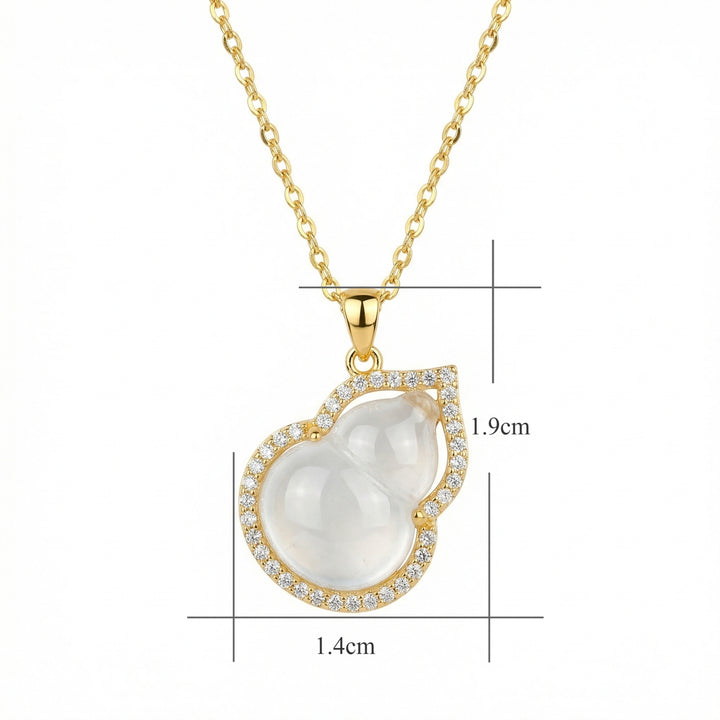 ✨ 925 Sterling Silver Shimmering Gourd-Shaped Moonstone Pendant Necklace with Crystal Halo ✨