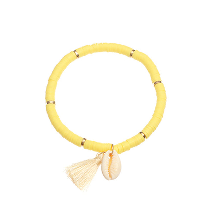 Bohemian Ethnic Shell Tassel Bracelet – Soft Clay Colorful Design