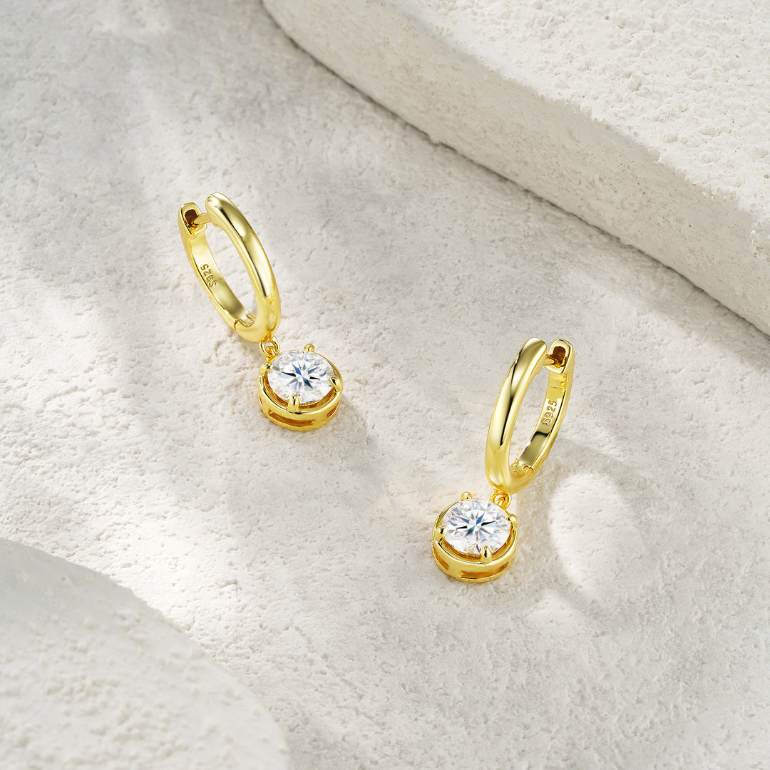 Minimalist Moissanite Stud Earrings – Gold-Plated S925 Silver