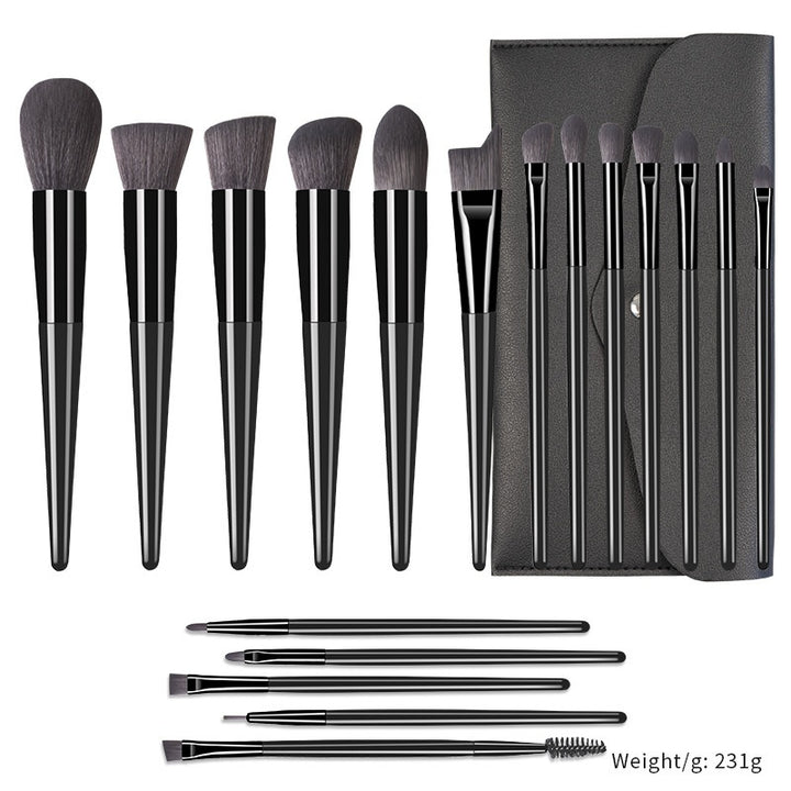 ✨ 18-Piece Champagne Makeup Brush Set — Solid Wood Handle Beauty Tools 💄🥂
