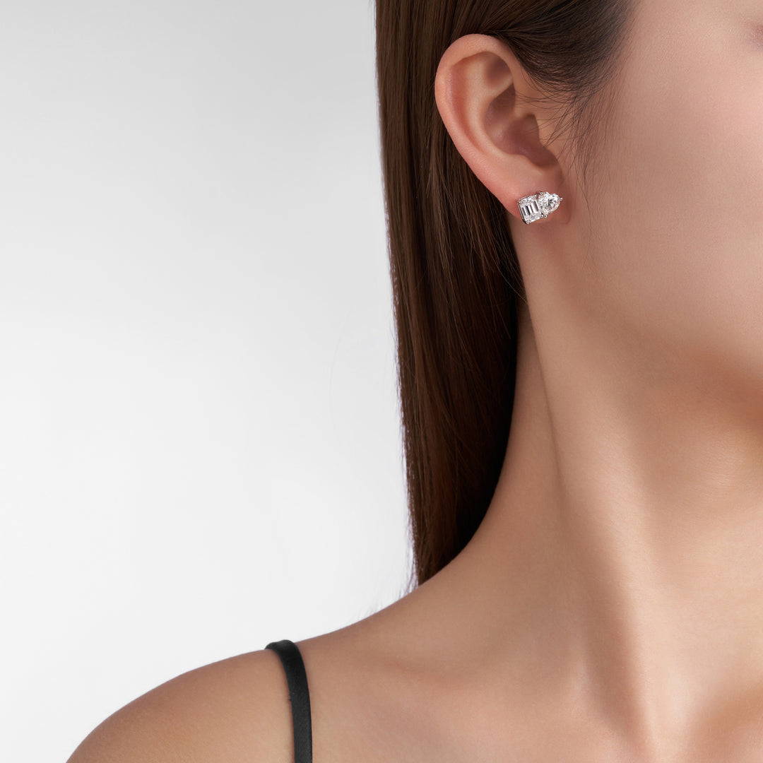 Minimalist Platinum-Plated Moissanite Stud Earrings – S925 Silver