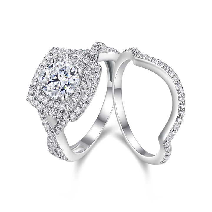 💍 1 Carat Moissanite Ring Set – Platinum-Plated S925 Silver (Sizes 5–9) 💍