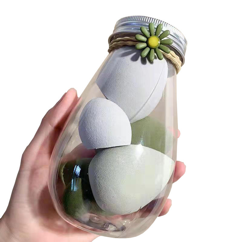 💄✨ Portable Travel Size PET Bottle Makeup Egg Set | Beauty Sponge Kit (4PCS)