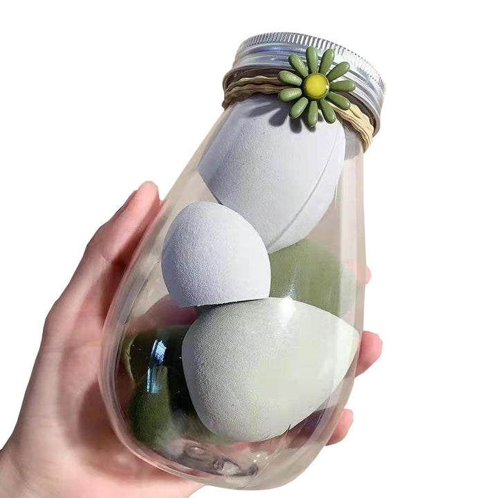 💄✨ Portable Travel Size PET Bottle Makeup Egg Set | Beauty Sponge Kit (4PCS)
