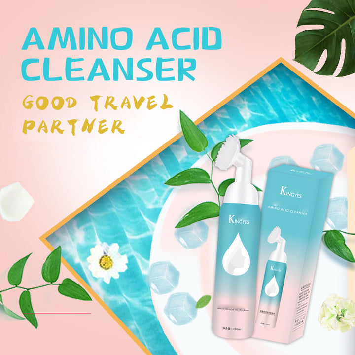 🧼💗 Amino Acid Foaming Facial Cleanser with Silicone Brush | Gentle Deep Clean for All Skin Types