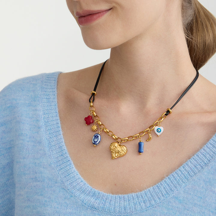 Women’s Retro Multi-Style Heart Necklace – Stainless Steel Pendant Jewelry