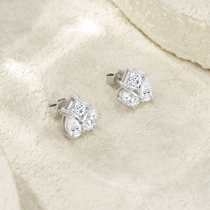 Luxury Minimalist Moissanite Stud Earrings – Platinum-Plated S925 Silver