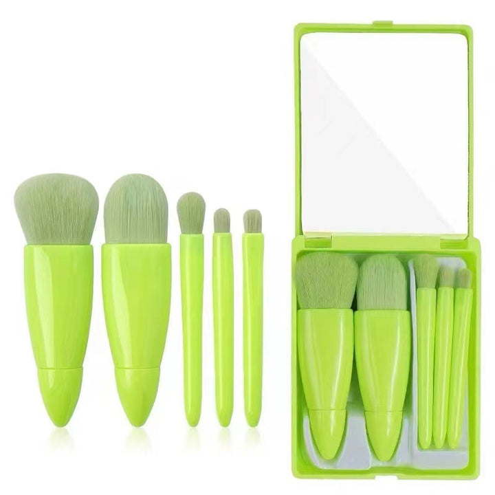 ✨ 5-Piece Travel Size Makeup Brush Set — Mini Portable Kit with Mirror 💄