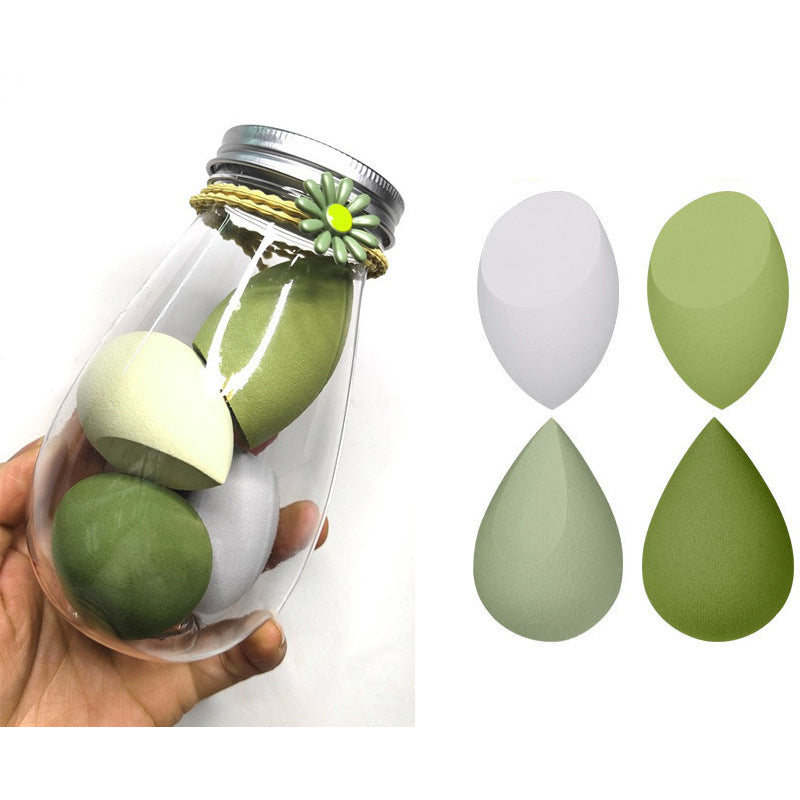 💄✨ Portable Travel Size PET Bottle Makeup Egg Set | Beauty Sponge Kit (4PCS)
