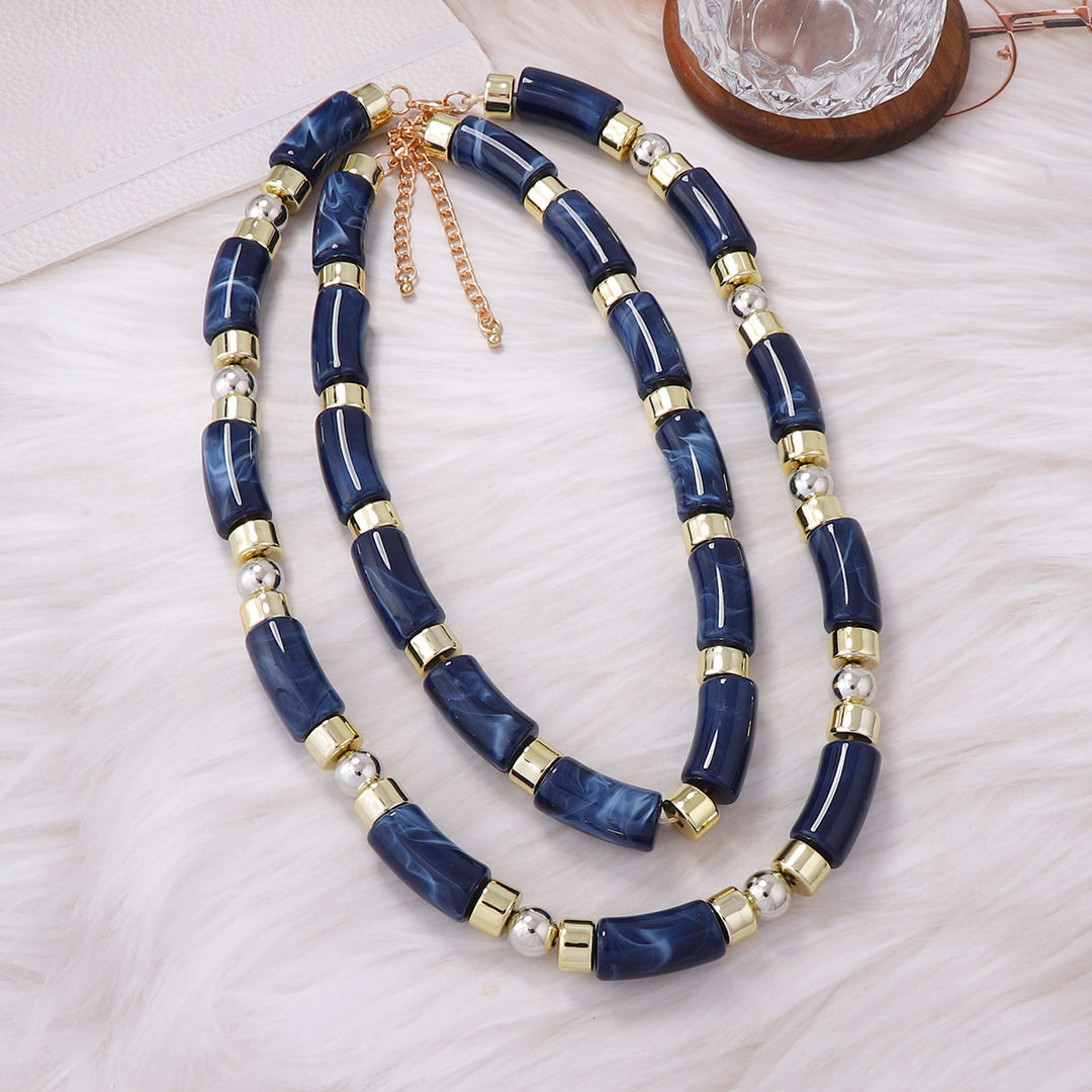 Women’s Retro Double-Layer Bamboo Beaded Necklace – Fashionable Layering Jewelry
