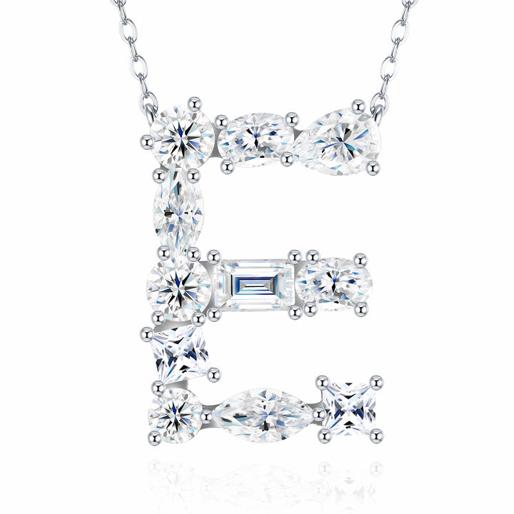 Luxury Moissanite Letter “E” Pendant Necklace – Gold-Plated S925 Silver
