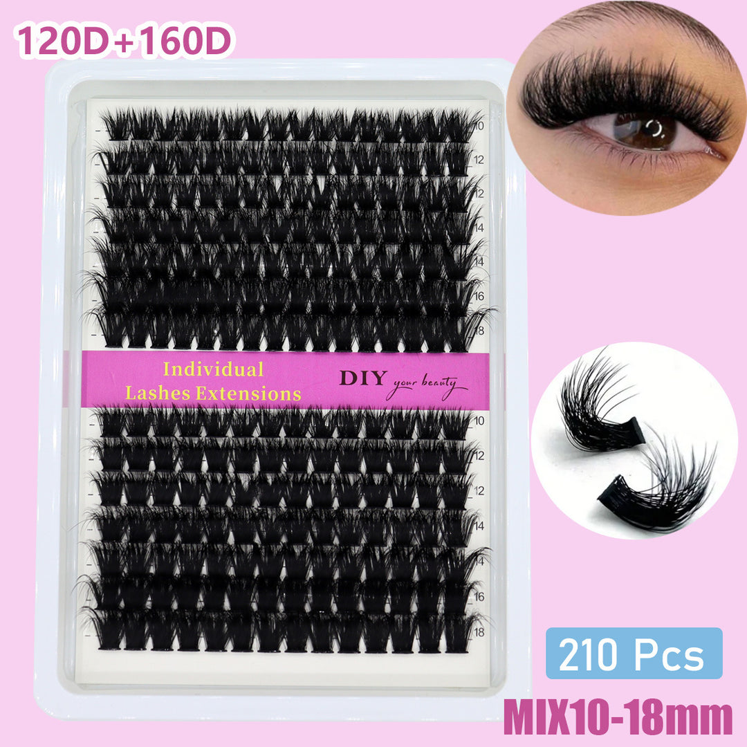 👁️✨ 14 Rows 3D Black Cluster Eyelashes – 40D–160D Fluffy Soft Lash Set