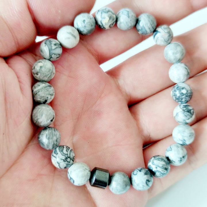 Natural Stone 8mm Couple Bracelet – Turquoise, Tiger Eye & Malachite Mix