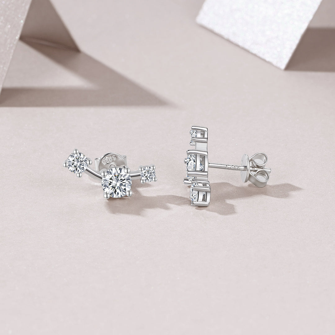 Minimalist Platinum-Plated Morganite Stud Earrings – S925 Silver