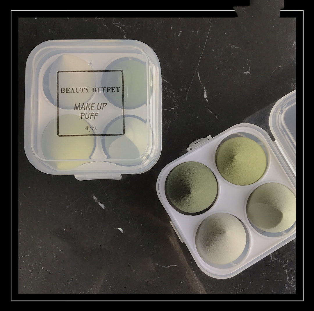 🥚💄 Beauty Egg Sponge Set Box – Soft Powder Puff Makeup Blender (4PCS Wet & Dry Set)