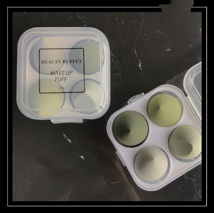 🥚💄 Beauty Egg Sponge Set Box – Soft Powder Puff Makeup Blender (4PCS Wet & Dry Set)