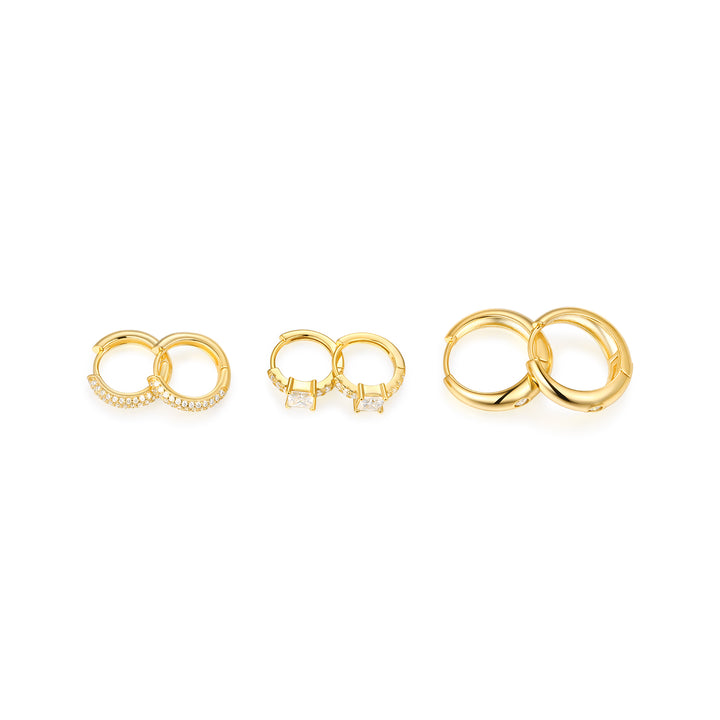 Luxury Minimalist Moissanite Earring Set (Set of 3) – Gold-Plated S925 Silver