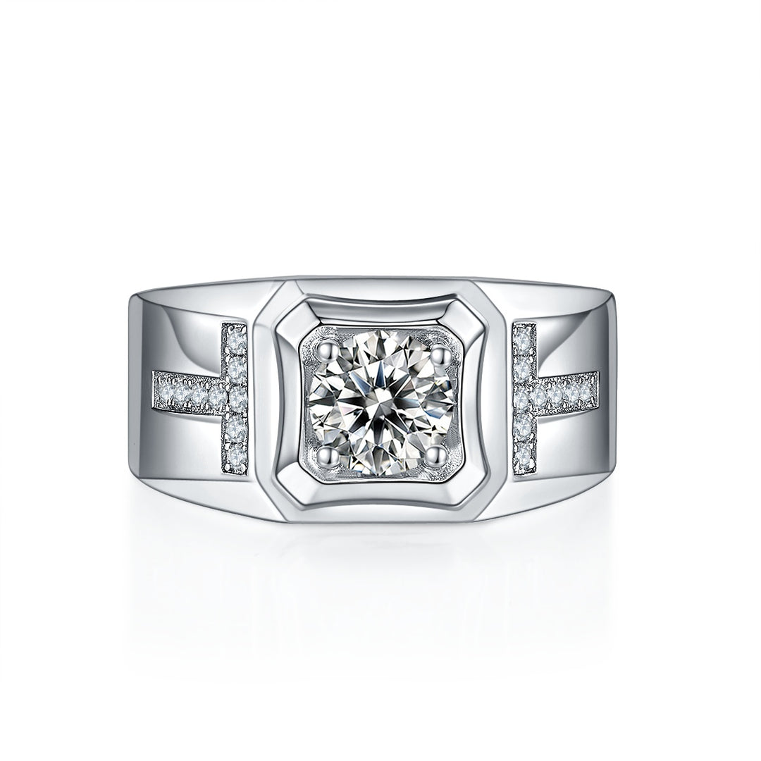 💍 Men’s 1-Carat Moissanite Ring – Platinum-Plated S925 Silver (8.9g, Sizes 5–9) 💍