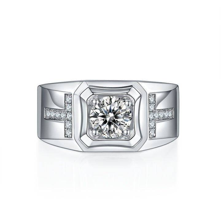 💍 Men’s 1-Carat Moissanite Ring – Platinum-Plated S925 Silver (8.9g, Sizes 5–9) 💍