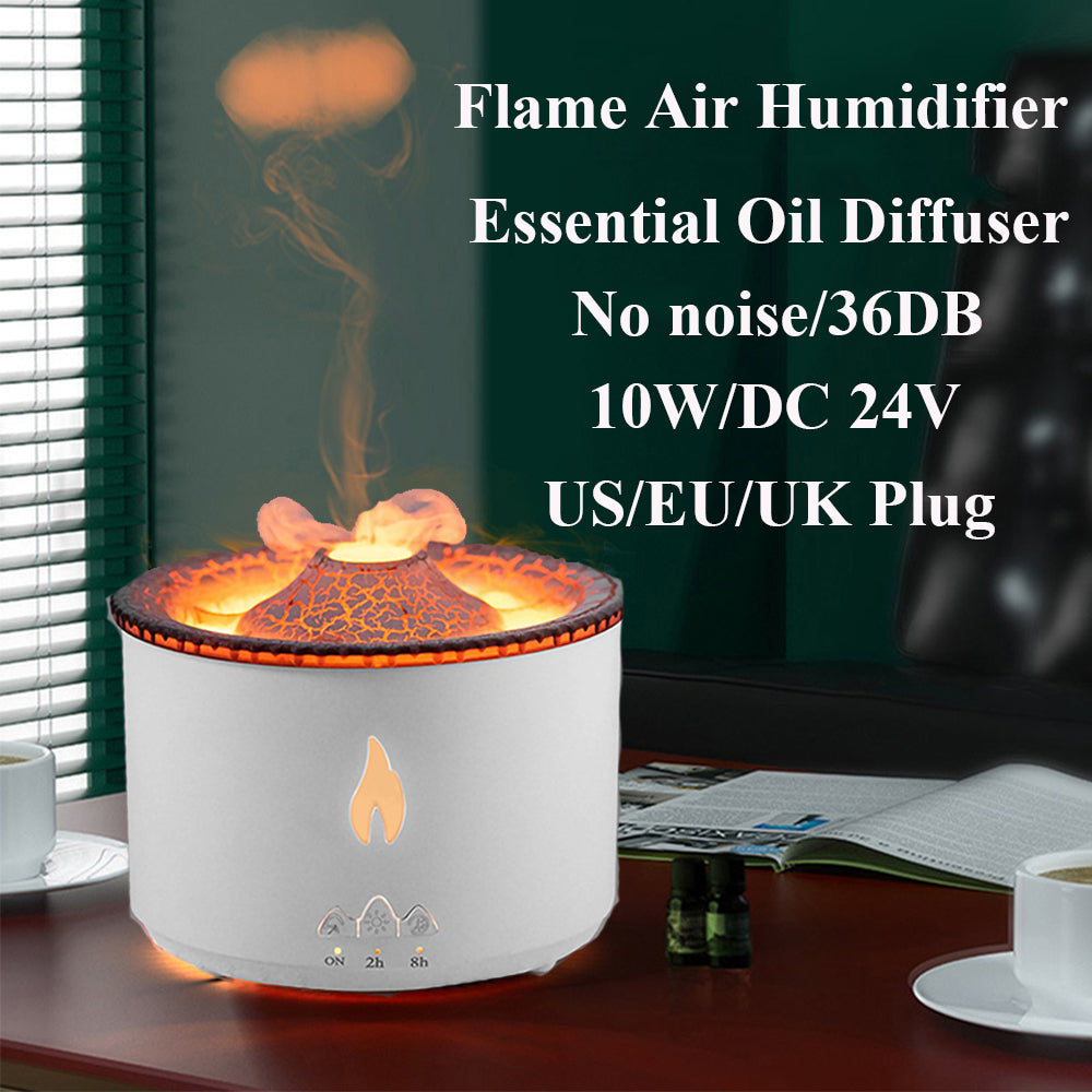 🌋🔥 Creative Volcano Aromatherapy Humidifier | Flame & Smoke Ring Mist Diffuser