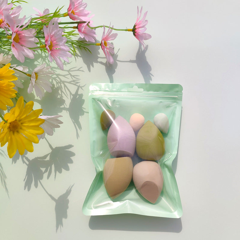 🥚💄 Macaron Bag Dopamine Cosmetic Egg Set – Flocking Powder Puff (7/11PCS Wet & Dry Makeup Sponge Kit)