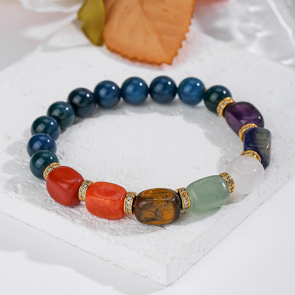 Natural Crystal Beaded Bracelet – Hematite & Blue Phosphorus Gray Popular Design