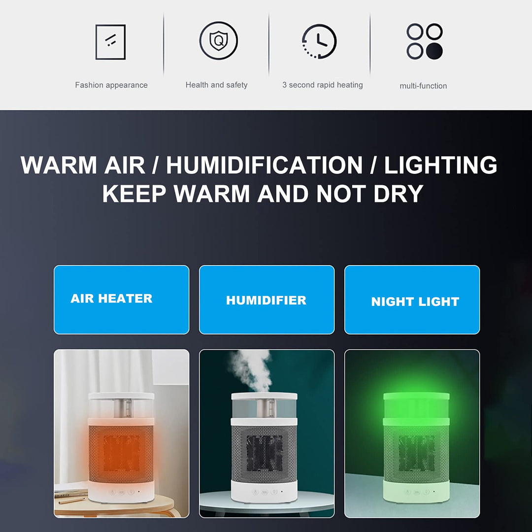 🔥💧 3-in-1 Space Heater | Fast Heating + Humidifier + Night Light 🌈