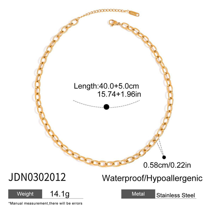 Elegant 18K Gold Stainless Steel Glass Pearl Necklace – Geometric Casual Jewelry for Women