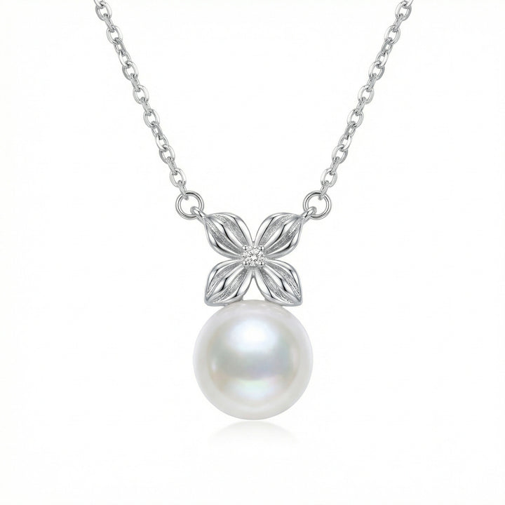 🌸 925 Sterling Silver Pearl & Flower Necklace