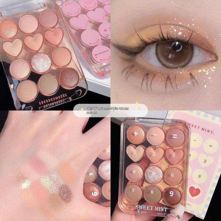 ✨ SWEET MINT 12-Color Heart Eyeshadow Palette – Cute INS Beginner Makeup Set ✨