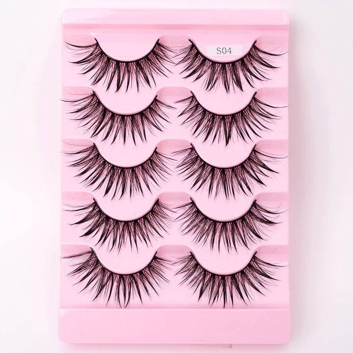 👁️✨ Natural 3D Dramatic Fairy Clusters Manga Lashes – 5 Pairs Wispy False Eyelashes (10–15MM)