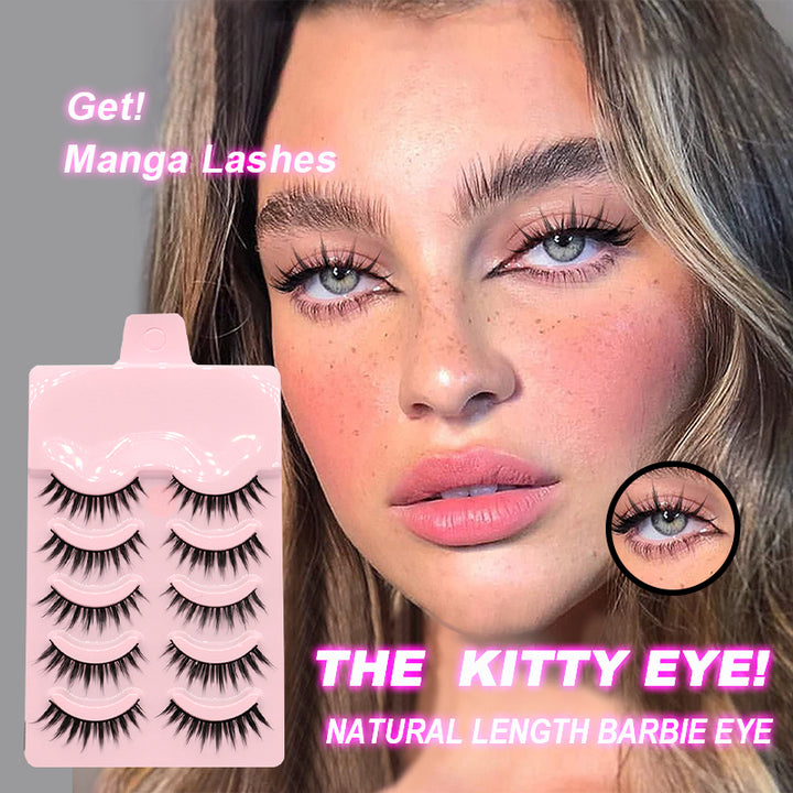 👁️✨ 5 Pairs Manga Lashes – Anime Cosplay Natural Wispy Korean False Eyelashes