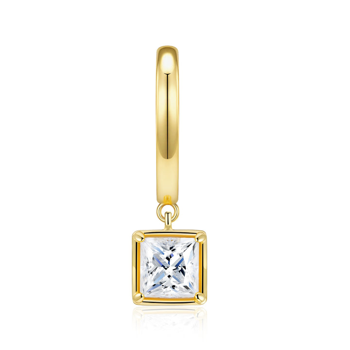 Square Morganite Stud Earrings – Gold-Plated S925 Silver