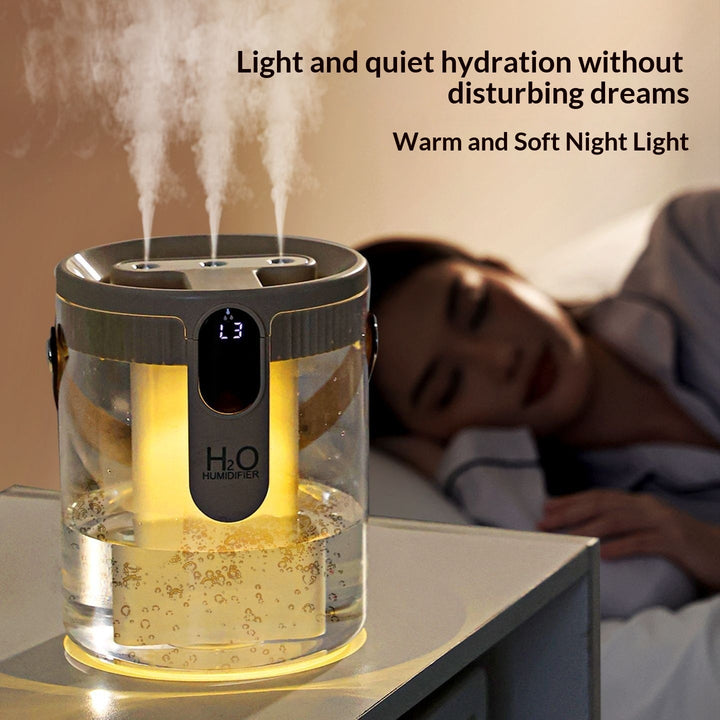💧🌙 Triple-Spray Household Air Humidifier | Quiet Large-Capacity Mist + Ambient Light ✨