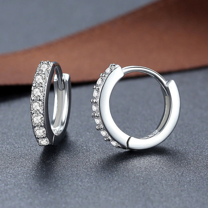 ✨ 925 Sterling Silver Minimalist Round Diamond Stud Earrings – Korean Style Everyday Chic ✨