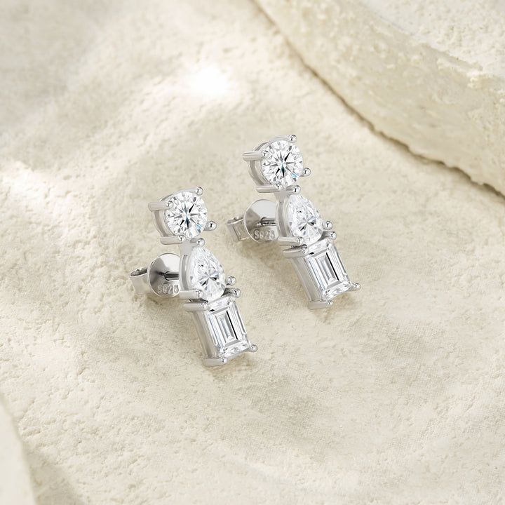 Luxury Minimalist Moissanite Earrings – Platinum-Plated S925 Silver