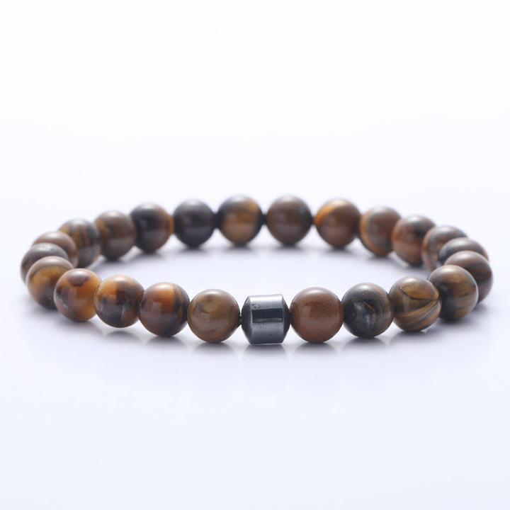 Natural Stone 8mm Couple Bracelet – Turquoise, Tiger Eye & Malachite Mix