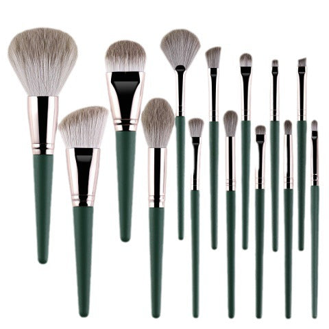 ☁️✨ 14-Piece Green Cloud Makeup Brush Set — Super Soft Collection 💄