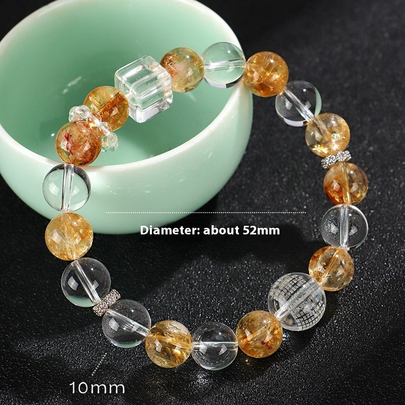 Huang Tajing White Crystal Beaded Bracelet For Women